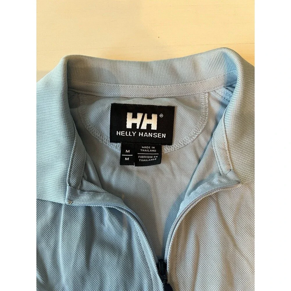 Helly‎ Hansen BOYS M Light Blue Quarter Zip Short Sleeve Nylon Polo Shirt
